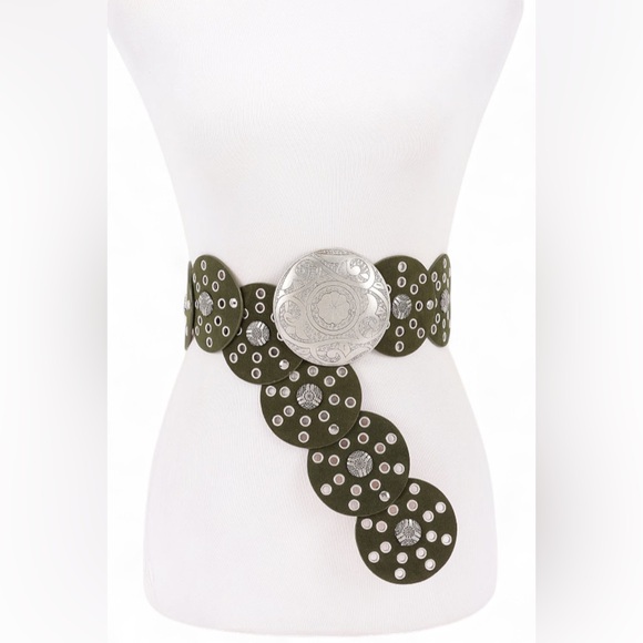 Vegan Leather Western Concho Statement Belt - Picture 1 of 7